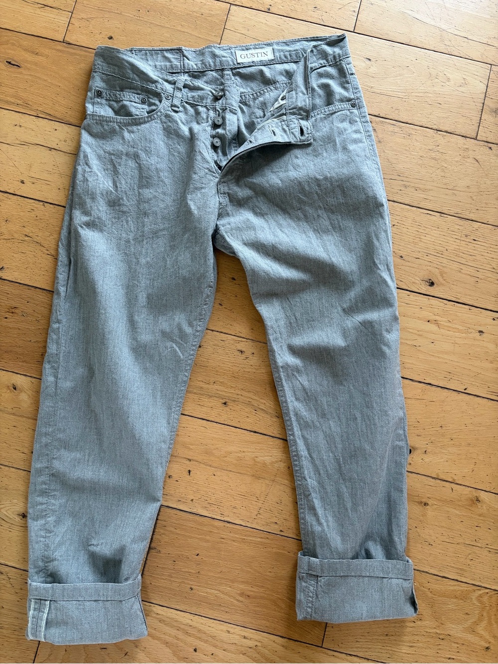 Gustin #479 Men's Heathered Gray  Featherweight Selvedge Cotton Pants 34”